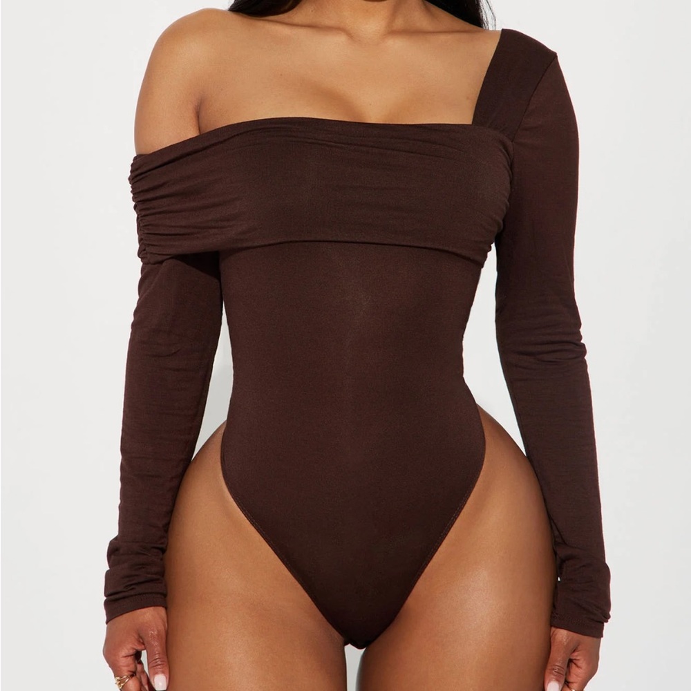 BRAND NEW One Shoulder Brown Bodysuit